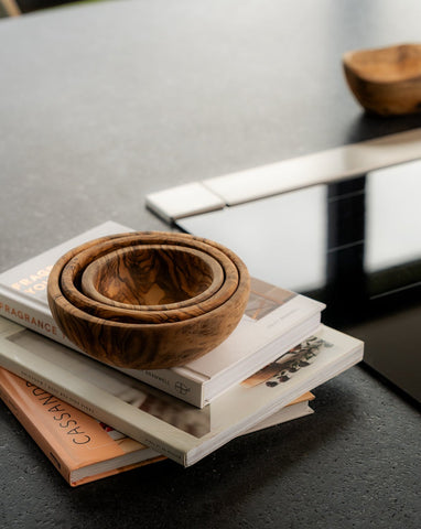 Natural Olive Wood Nesting Bowls - Set of 3