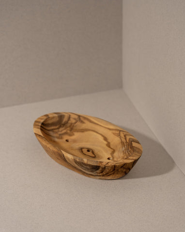 Natural Olive Wood Soap Holder - Draining Holes