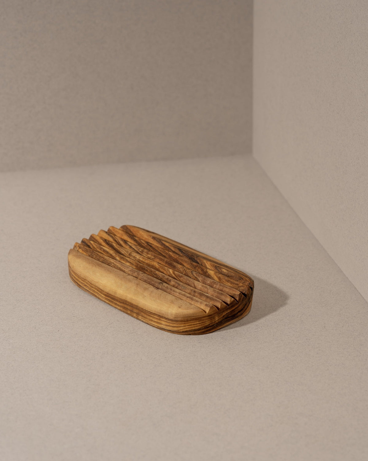 Natural Olive Wood Soap Holder - Stripes