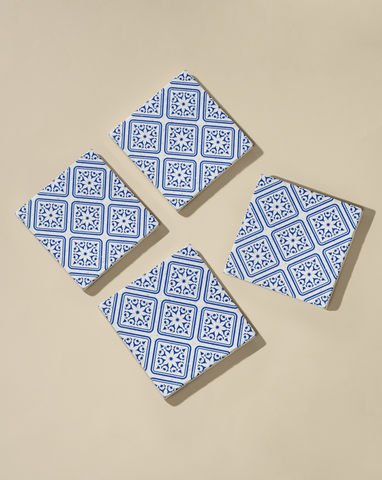 Carthaginians Patterned Marble Tiles Coasters | Set of 4