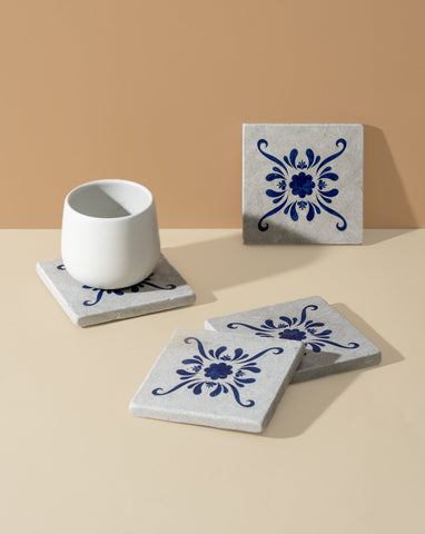 Andalusia Patterned Marble Tiles Coasters |  Set of 4