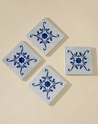 Andalusia Patterned Marble Tiles Coasters |  Set of 4