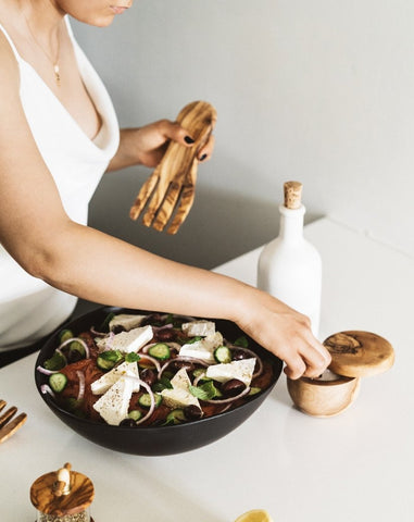 Natural Olive Wood Serving Forks - Pair